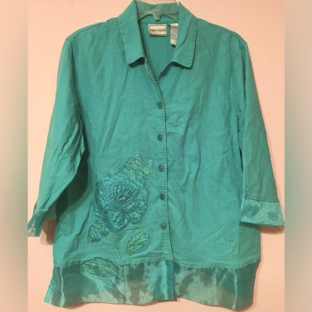 Napa valley linen rayon blouse size XL